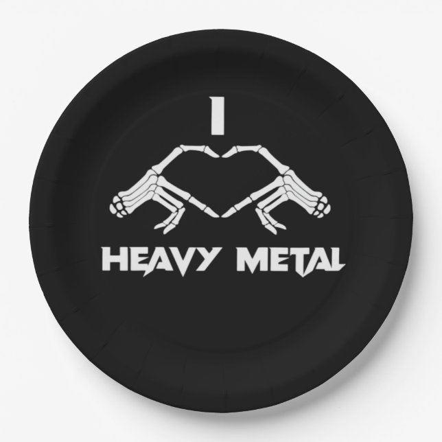 Prato De Papel Skeleton Mãos Coração - Dia de as Bruxas engraçado (Frente)