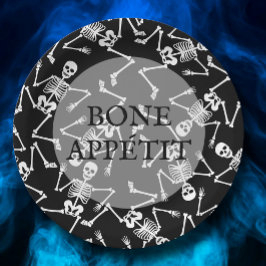 Prato De Papel Skeletons Festa de Halloween Preto