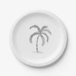 Prato De Papel Sketched Black and White Paper Plates