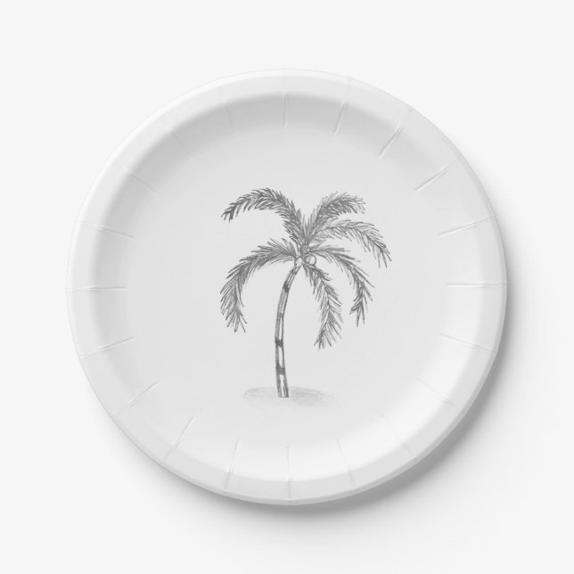 Prato De Papel Sketched Black and White Paper Plates (Frente)