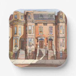 Prato De Papel Sketched Brownstones | Boston Street Painting
