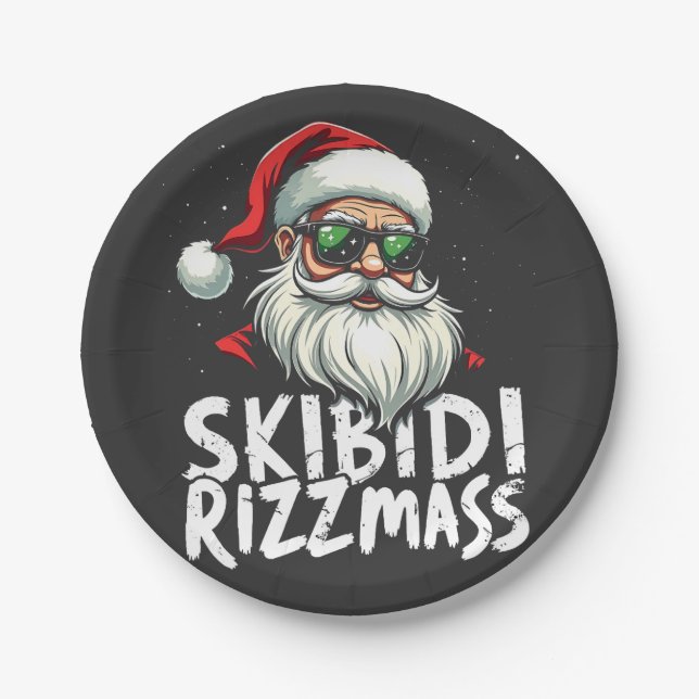 Prato De Papel Skibidi Rizzmas Engraçado Gen Alpha Slang Natal (Frente)