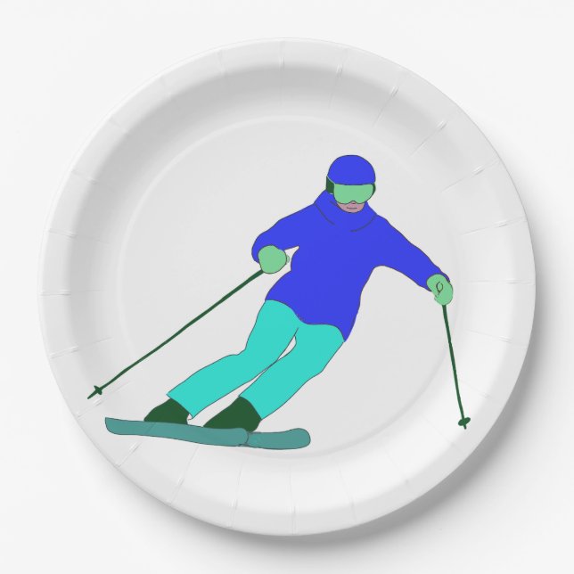 Prato De Papel Skier Snow Skiing (Frente)