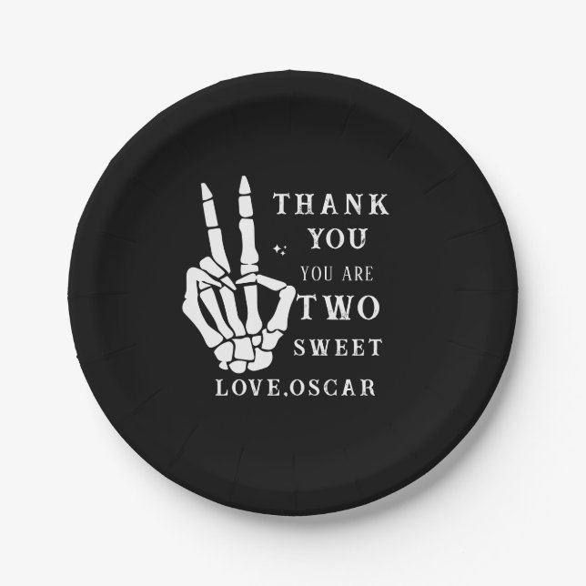 Prato De Papel Skull Skeleton Bad to the Bone 2nd Birthday  (Frente)