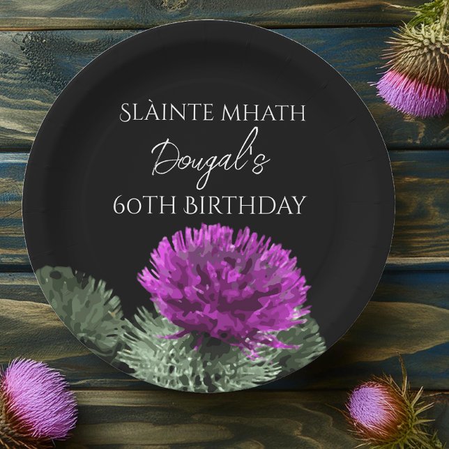 Prato De Papel Slàinte mhath Thistle Birthday (Criador carregado)