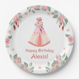 Prato De Papel Sleepover Slumber Party Girl Pink Teepee Aniversár