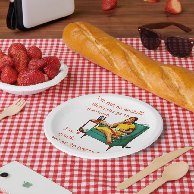 Prato De Papel SlipperyJoe socializando vintage do bebendo (Piquenique)