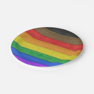 Prato De Papel SlipperyJoe's Inclusive orgulho gay flag texturizo