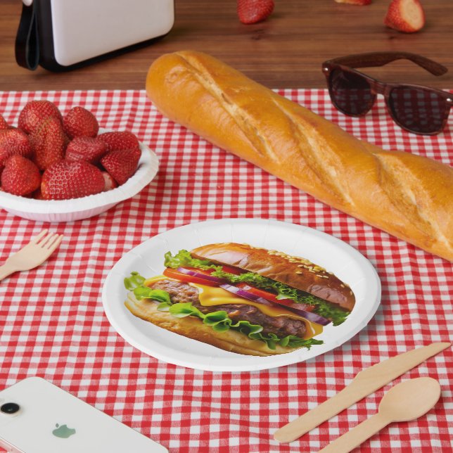 Prato De Papel SlipperyJoe's mouthwatering cheeseburger crispy ba (Piquenique)