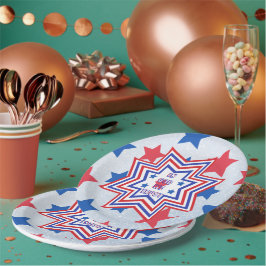 Prato De Papel Slogan Vermelho, Azul, White Star American