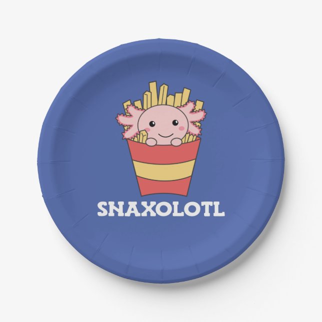 Prato De Papel Snaxolotl Axolotl Cute Animal Frita T-Shirt (Frente)