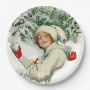 Prato De Papel Snowball Fight (por Harrison Fisher)