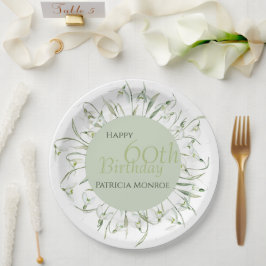Prato De Papel Snowdrop 60th Birthday Watercolor Botanical Green 