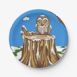 Prato De Papel Snowflake, a Coruja