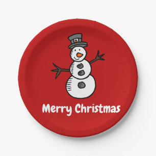 Prato De Papel Snowman