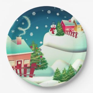 Prato De Papel Snowman