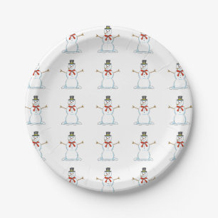 Prato De Papel Snowman Paper Plates