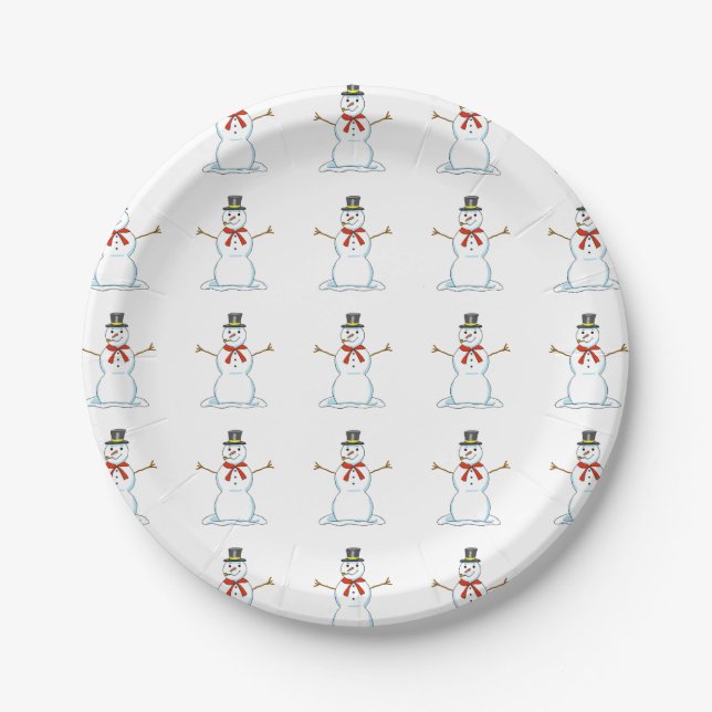 Prato De Papel Snowman Paper Plates (Frente)