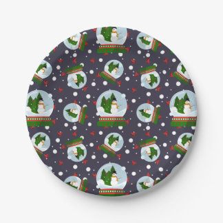 Prato De Papel Snowman Snow Globes