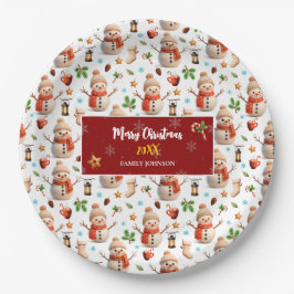 Prato De Papel Snowman Winter Holiday - Merry Christmas