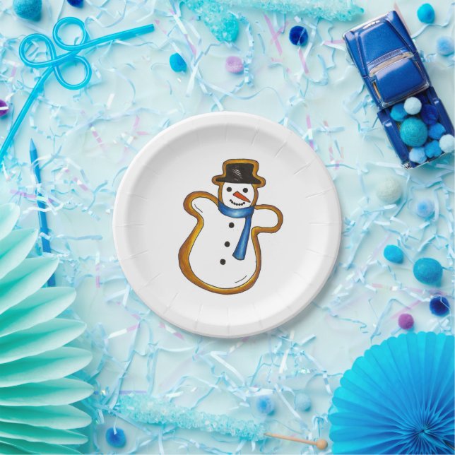 Prato De Papel Snowman Winter Sugar Cookie Christmas Hanukkah (Festa)