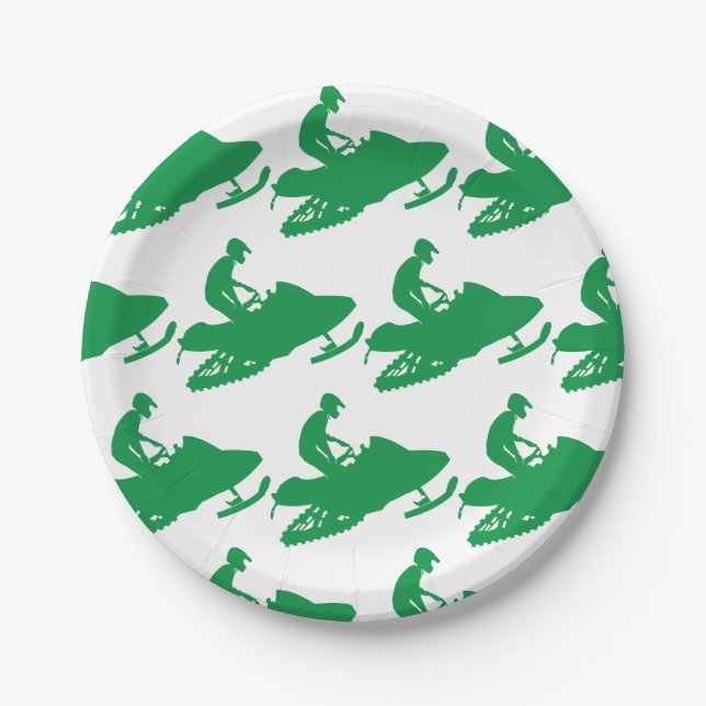 Prato De Papel Snowmobile em verde (Frente)