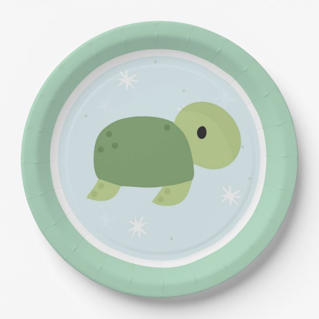 Prato De Papel Sob a Festa de aniversário do mar (Frente)