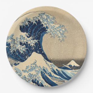 Prato De Papel Sob a onda de Kanagawa por Katsushika Hokusai
