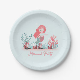 Prato De Papel Sob o Mar de Sereia Princesa Birthday