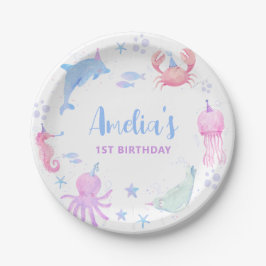 Prato De Papel Sob o primeiro aniversario das Crianças do Mar