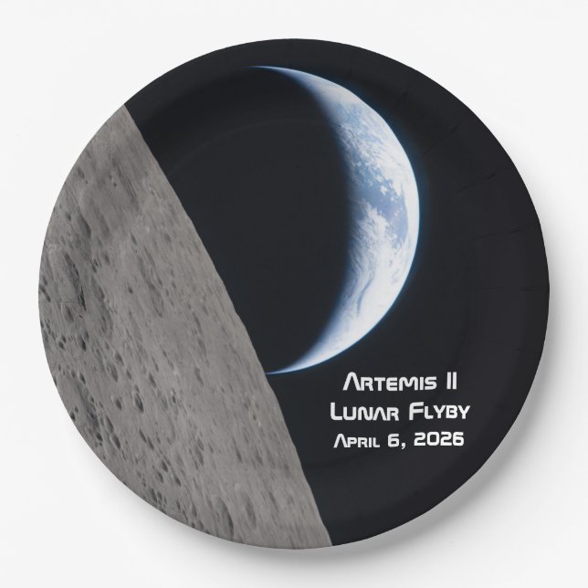 Prato De Papel Sobrevoo Lunar Artemis II (Frente)