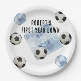 Prato De Papel Soccer First Year Down Birthday Party