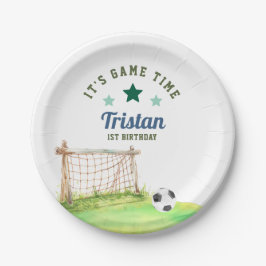 Prato De Papel Soccer Rookie “It’s Game Time” First Birthday