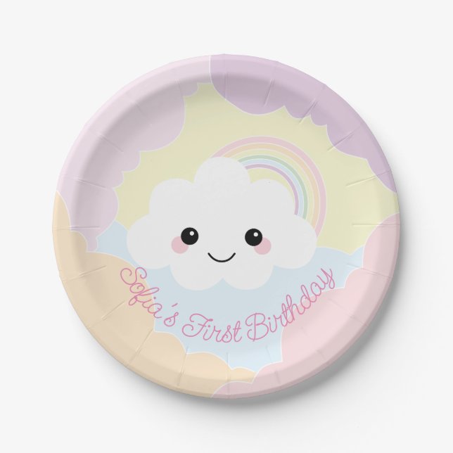 Prato De Papel Sofia Cloud Birthday Plate (Frente)