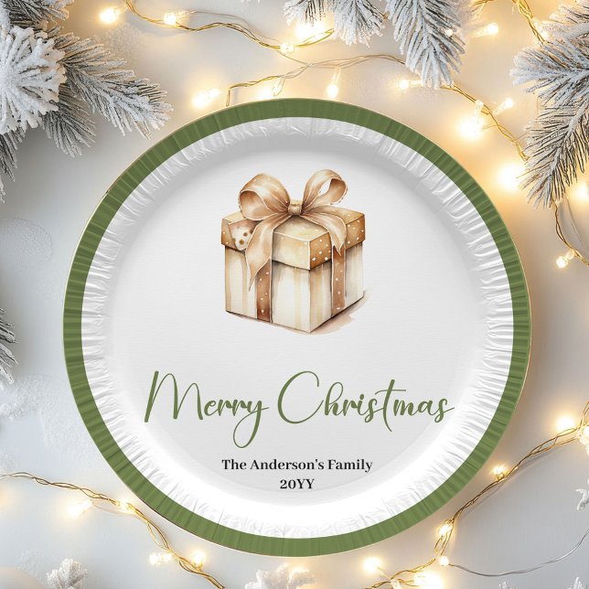 Prato De Papel Soft Pastel Christmas Custom Family Name Party  (Soft Pastel Christmas Custom Family Name Party Plates)