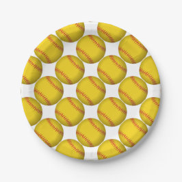 Prato De Papel Softbol Amarelo