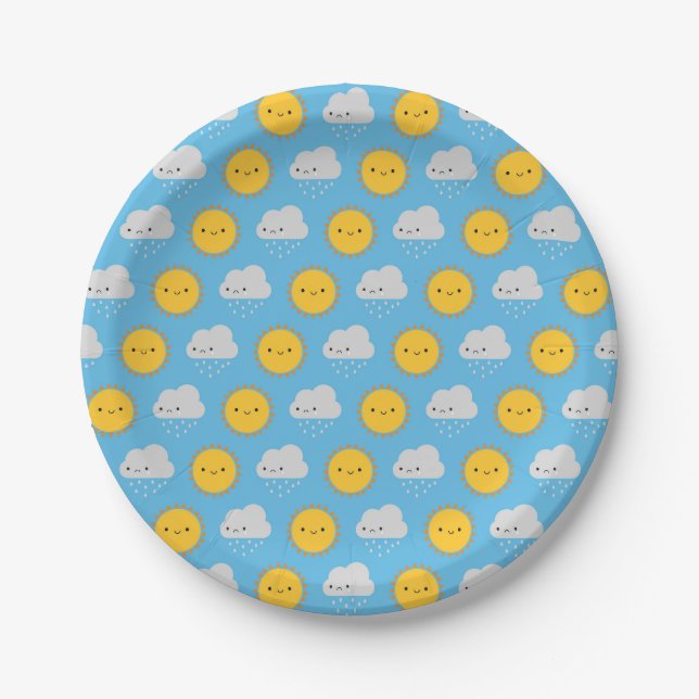 Prato De Papel Sol e Chuva Kawaii (Frente)
