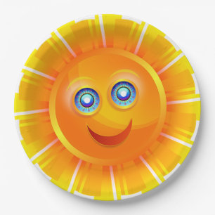 Prato De Papel Sol sorridente