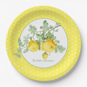 Prato De Papel Solarny Yellow Roses Floral Elegante Casamento