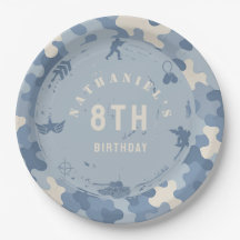 Soldado de camuflagem azul exército aniversário