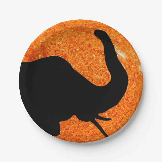 Prato De Papel Sombra Eclipse Solar do Perfil do Elefante (Frente)