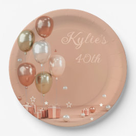 Prato De Papel Sombras dos Balões Rosa 40º