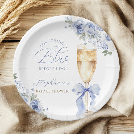 Prato De Papel Something Blue Florals Bow Bridal Shower