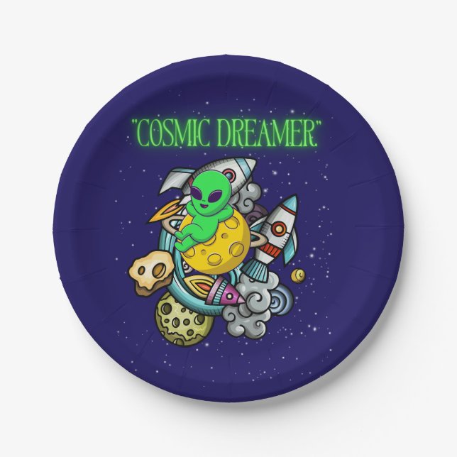 Prato De Papel sonhador cósmico (Frente)