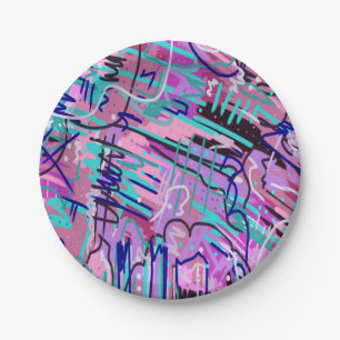 Prato De Papel Sonho Roxo - Impressão de Abstrato Expressivo