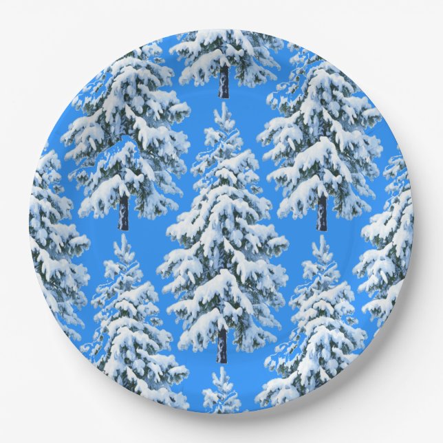 Prato De Papel Sonhos de Árvore Gelada Floresta Nevada (Frente)