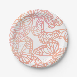 Prato De Papel Sonhos De Borboleta (Peach)