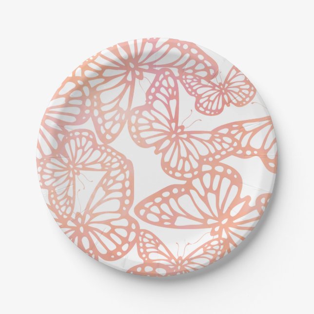 Prato De Papel Sonhos De Borboleta (Peach) (Frente)
