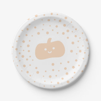 Prato De Papel Sorria Cartoon Laranja Bonito Pumpkin com Confetti