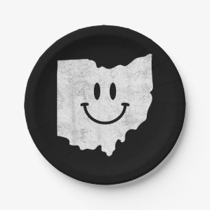 Prato De Papel Sorrindo em OH – Rosto Feliz e Divertido de Ohio